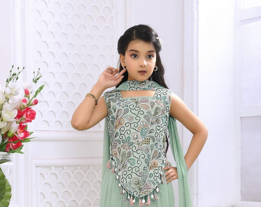Mint Green Sparkle Embroidered Dhoti Set