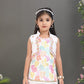 White & Multicolor Princess Floral Dhoti Set