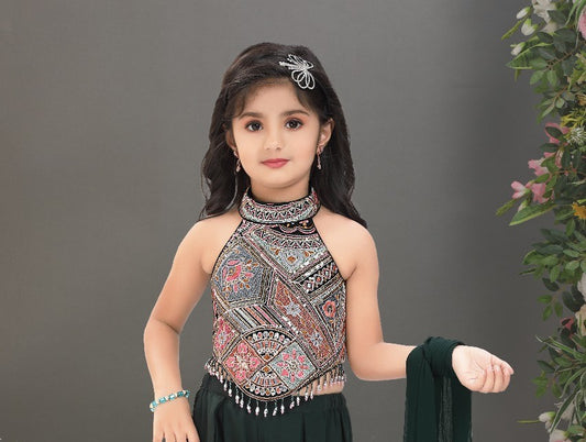 Dark Green Princess Glam Palazzo Set