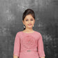 Pink Glam Textured Flower Belt Dress for Girls