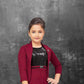Maroon Glam Sequin Panel Party Dress with Jacket for Girls