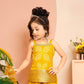 Yellow Princess Embroidered Dhoti Set for Girls