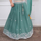 Teal Princess Embroidered Lehenga Choli Set for Girls