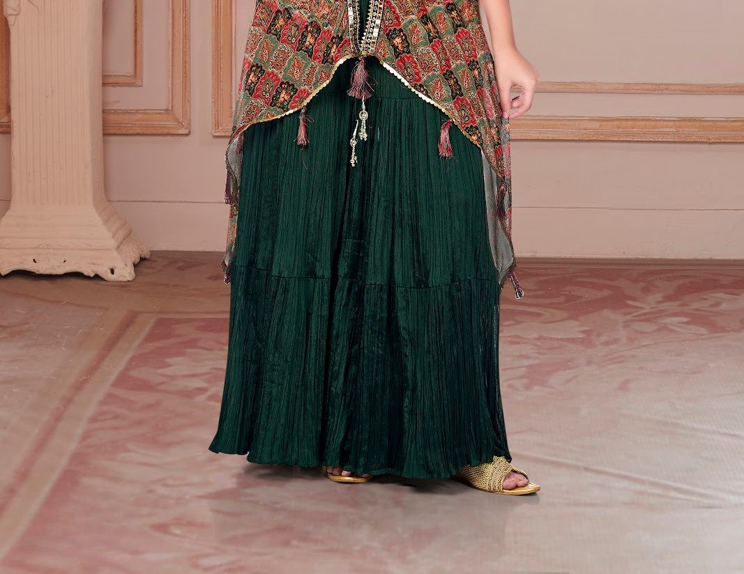 Boho Emerald Layered Palazzo Set