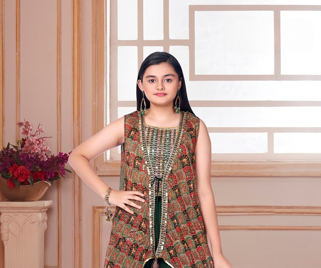 Boho Emerald Layered Palazzo Set