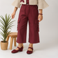 Maroon & Beige Princess Utility Jacket Jumpsuit Set