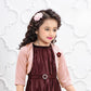 Maroon Princess Pleated Dress with Pink Shrug Set