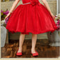 Red Princess Bow Shoulder Party Dress