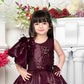 Wine Princess Pleated Sequin Party Gown