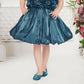 Teal Princess Sequin Flower Bubble Party Dress