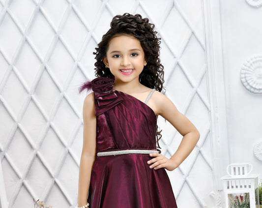 Wine Glam One Shoulder Party Gown