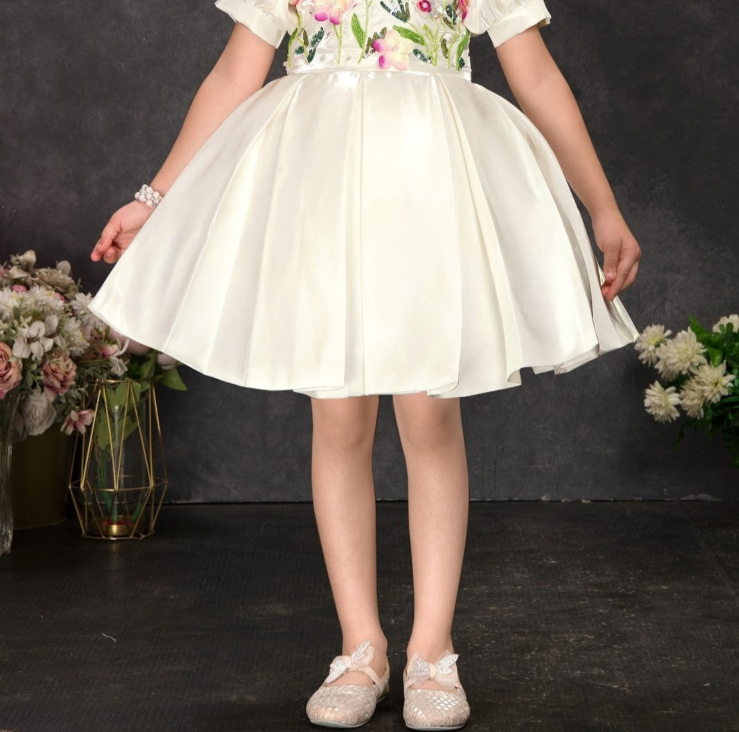Ivory Floral Princess Glam Party Dress