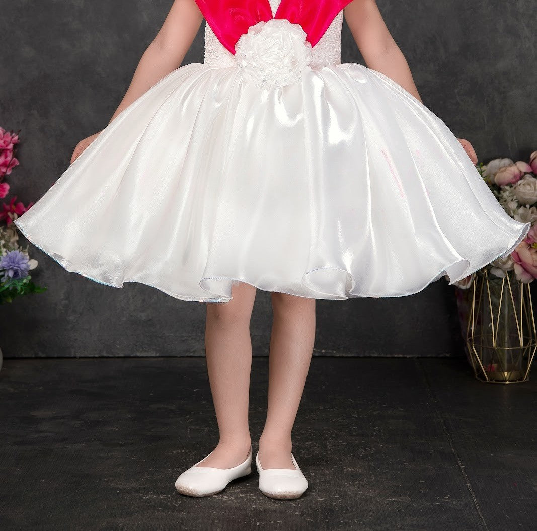 White & Pink Princess Celebration Party Dress