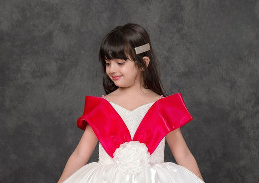 White & Pink Princess Celebration Party Dress