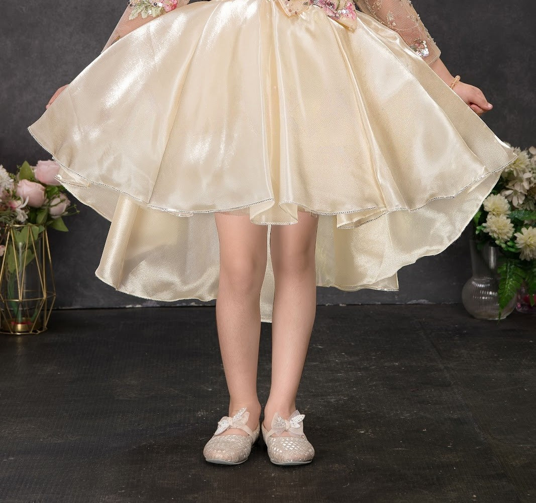 Champagne Floral Sparkle Princess Dress
