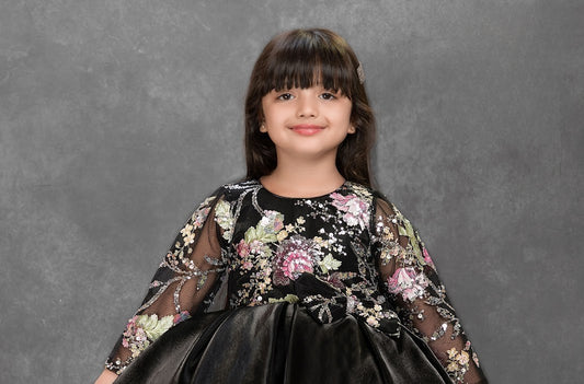 Black Blossom Sparkle Princess Dress