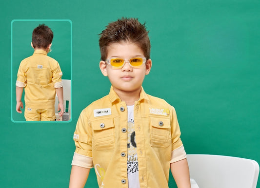 Yellow Adventure Boys Cargo Jacket Set