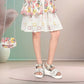 White & Multicolor Girls’ Floral Printed Midi Set with Matching Sling