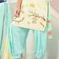 Lemon & Blue Girls' Embroidered Kurta Patiala Set