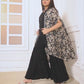 Black & Gold Girls’ Ethnic Cape Sharara Set